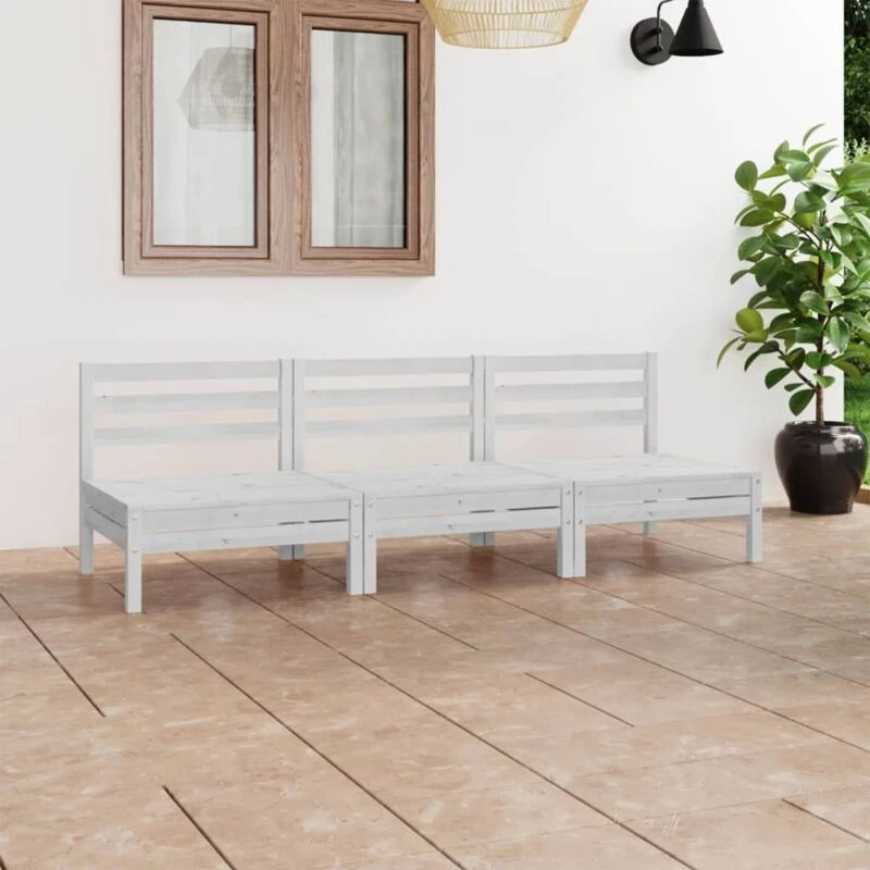 Image of VIDAXL 3 Piece Garden Lounge Set White Solid Pinewood vidaXL 8720286683255