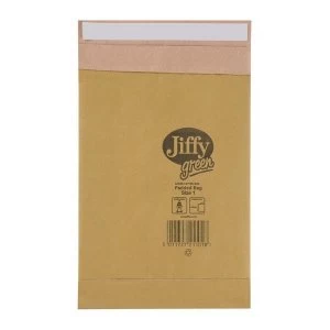 Image of Jiffy Green Size 1 Padded Bag Envelopes 165 x 280mm Peal and Seal Brown 1 x Pack of 100 Envelopes