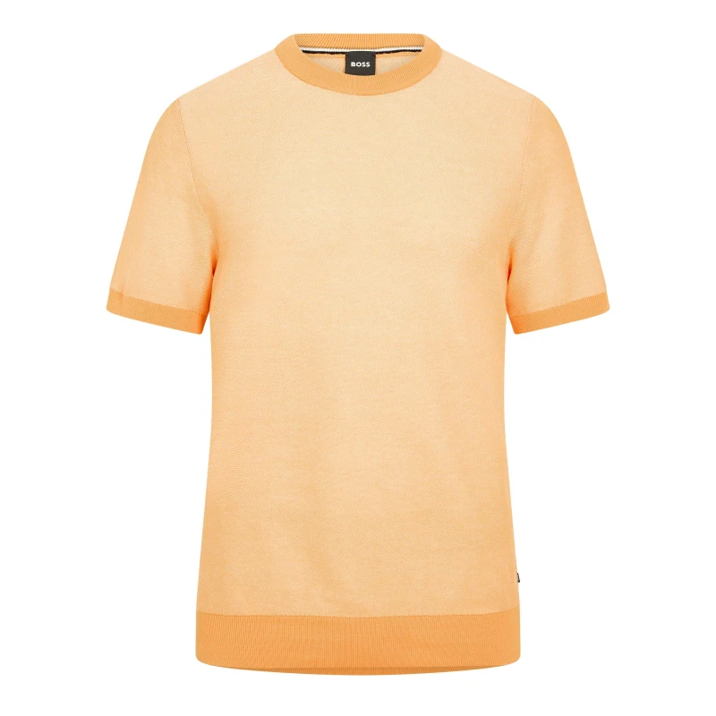 Image of Boss Mens Tantino Knitted T-Shirt Medium Orange male Medium