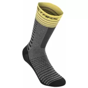 Image of Alpinestars Drop Socks 19 2020: Mid Grey/Yellow L Ap17065209165L