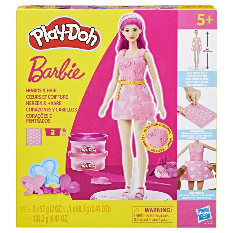 Image of Play-Doh Barbie Hearts and Hair Doll Set