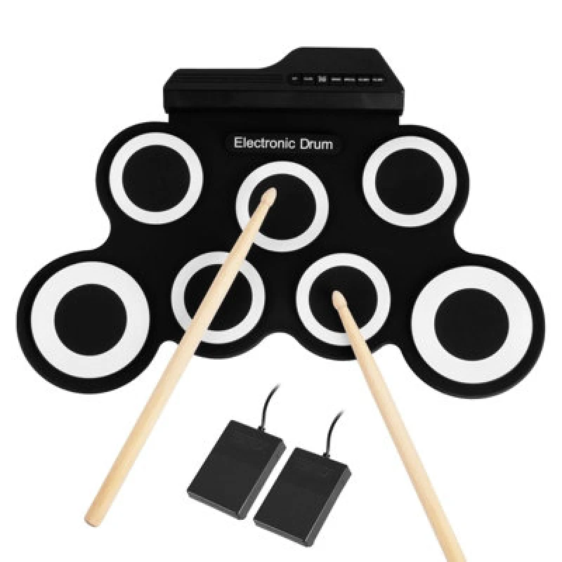 Image of Gr8 Home Electronic 7 Pad Drum Kit Mat Set Roll Up Digital Instrument Kids Toy Xmas Gift