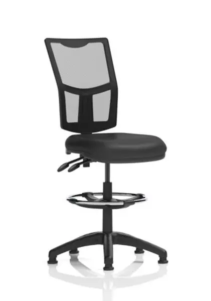 Image of Eclipse Eclipse Plus II Lever Task Operator Chair Mesh Back With Black Bonded Leather Seat With High Rise Draughtsman Kit DE02MVINYLBLKDK