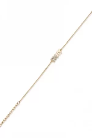 Image of DKNY Jewellery Gold Coloured 7.25" Pave Logo Flexible Bracelet 60559655