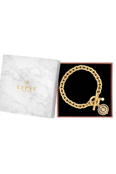 Image of Gold Crystal Star Compass Charm Bracelet - Gift Boxed