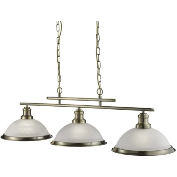 Image of Searchlight Lighting - Searchlight Bistro - 3 Light Ceiling Pendant Bar Antique Brass, Acid Glass, E27