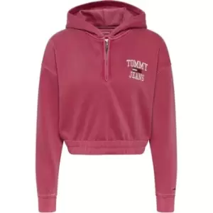 Image of Tommy Jeans Crop College Hoodie - Red