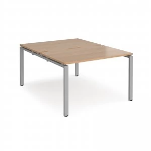 Image of Adapt II Back to Back Desk s 1200mm x 1600mm - Silver Frame Beech top