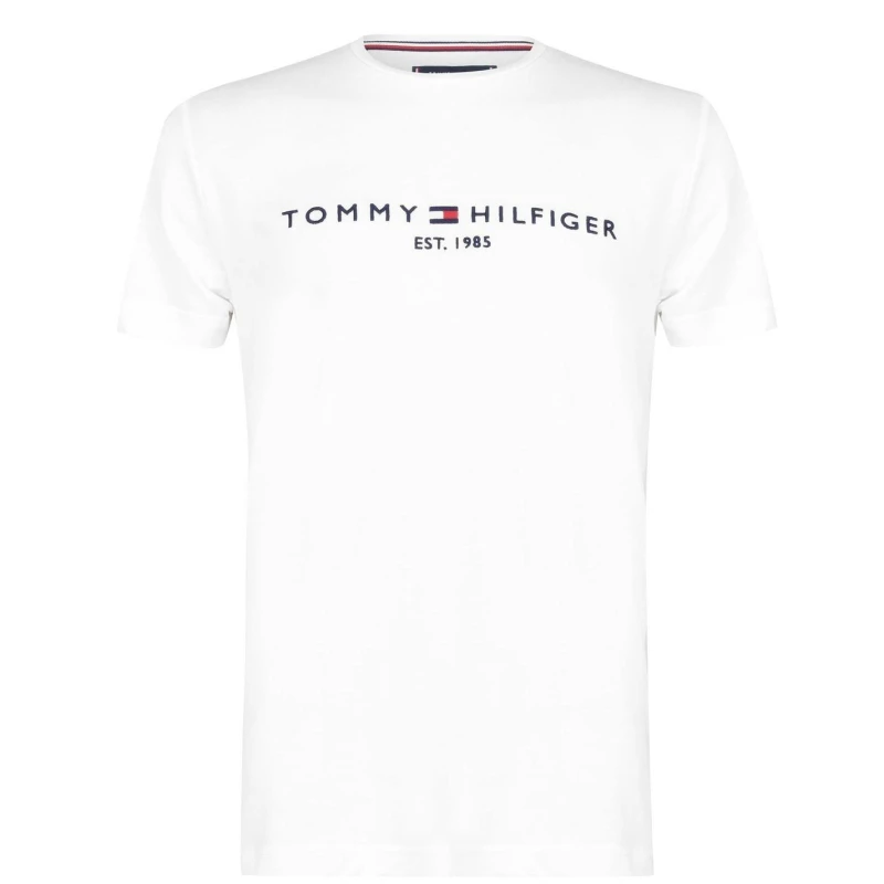 Image of Tommy Hilfiger Logo Crew Neck T Shirt - White White 3XL