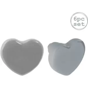 Image of Nicola Spring - Ceramic Cabinet Knobs - Grey Heart - Pack of 6