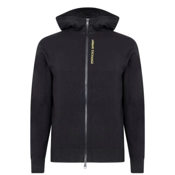 Image of Armani Exchange Zip Through Hoodie Black/Acid Yellow Size L Men