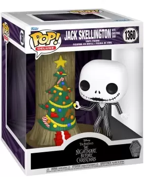Image of The Nightmare Before Christmas 30th Anniversary - Jack with Christmas Door (Pop! Deluxe) vinyl figurine no. 1360 Funko Pop! multicolour