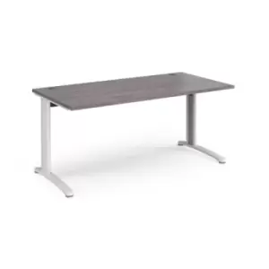 Image of TR10 straight desk 1600mm x 800mm - white frame and grey oak top