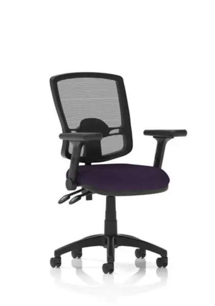 Image of Eclipse Eclipse Plus II Lever Task Operator Chair Deluxe Mesh Back With Bespoke Colour Seat in Tansy Purple With Height Adjustable And Folding Arms K