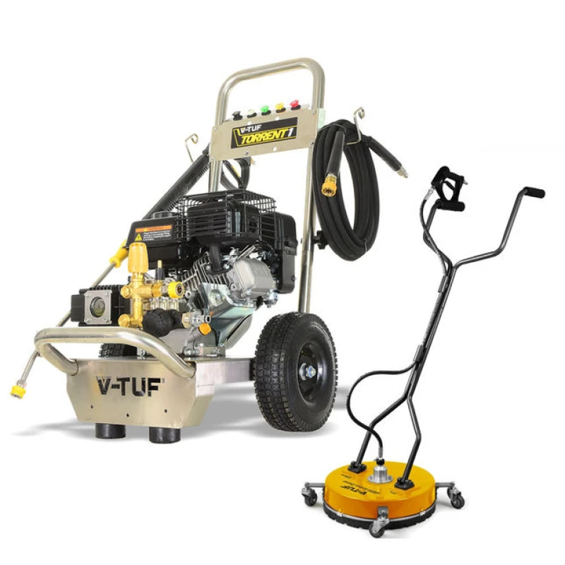 Image of V-TUF TORRENT1 Industrial 7HP 2755psi 190 Bar Petrol Pressure Washer + 19" V-TUF Lightweight Surface Cleaner
