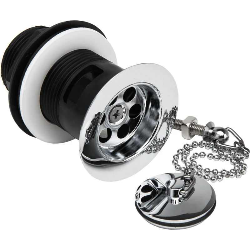 Image of NUIE Nuie - Contract Basin Waste with Brass Plug and Ball Chain Chrome - Slotted e395