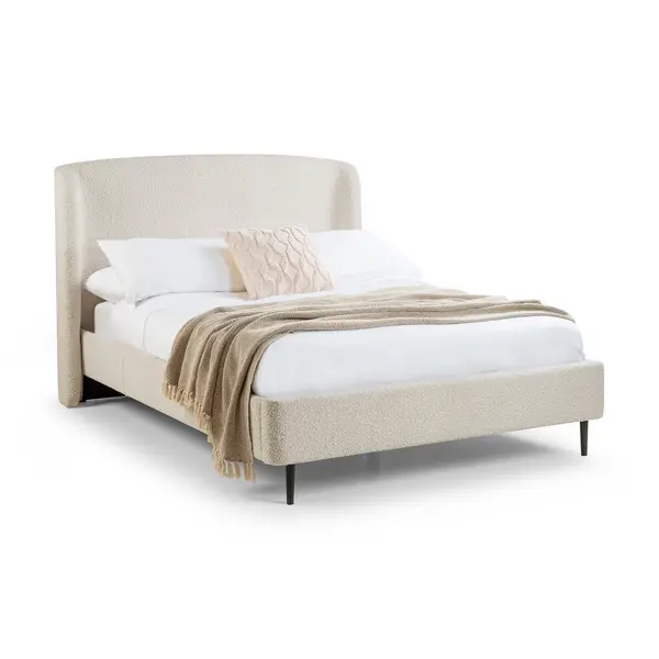 Image of Cream Boucle King Size Bed Frame - Julian Bowen