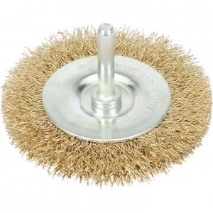 Image of Draper Brassed Wire Wheel Brush 100mm 6mm Shank
