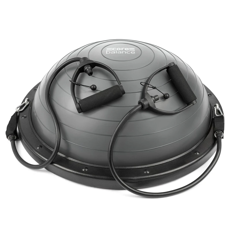 Image of Core Balance Core Balance Trainer Dome Rehab Wobble Ball Board With Resistance Bands Grey