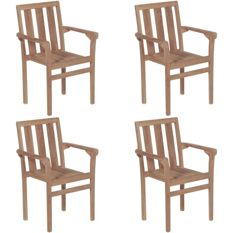 Image of VIDAXL Stackable Garden Chairs 4 pcs Solid Teak Wood Vidaxl 8720286451458