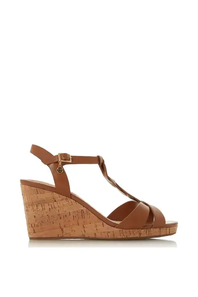 Image of Dune London 'Koala' Leather Wedges Tan