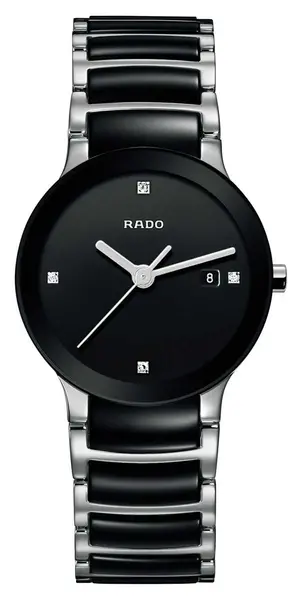 Image of RADO R30935712 Centrix Diamonds High-Tech Ceramic Black Dial Watch