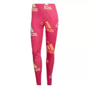 Image of adidas Essentials Multi-Colored Logo Leggings Womens - Team Real Magenta / Multicolor