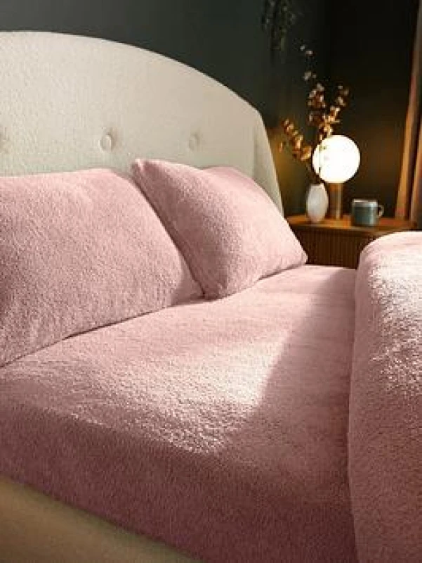 Image of Silentnight Teddy Fleece Fitted Sheet - Pink Pink NRJKY Unisex King