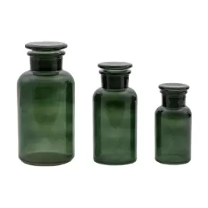Image of Gallery Interiors Set of 3 Apothecary Jars in Green