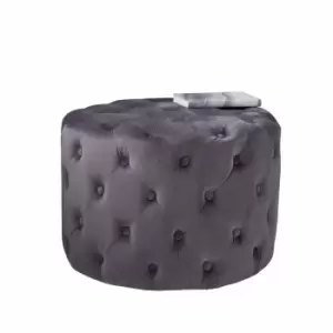 Image of Native Home & Lifestyle Grey Tufted Velvet Pouffe