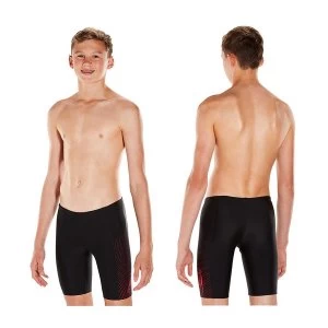 Image of Speedo Gala Logo Panel Jammer Shorts Black/Red 6 Years