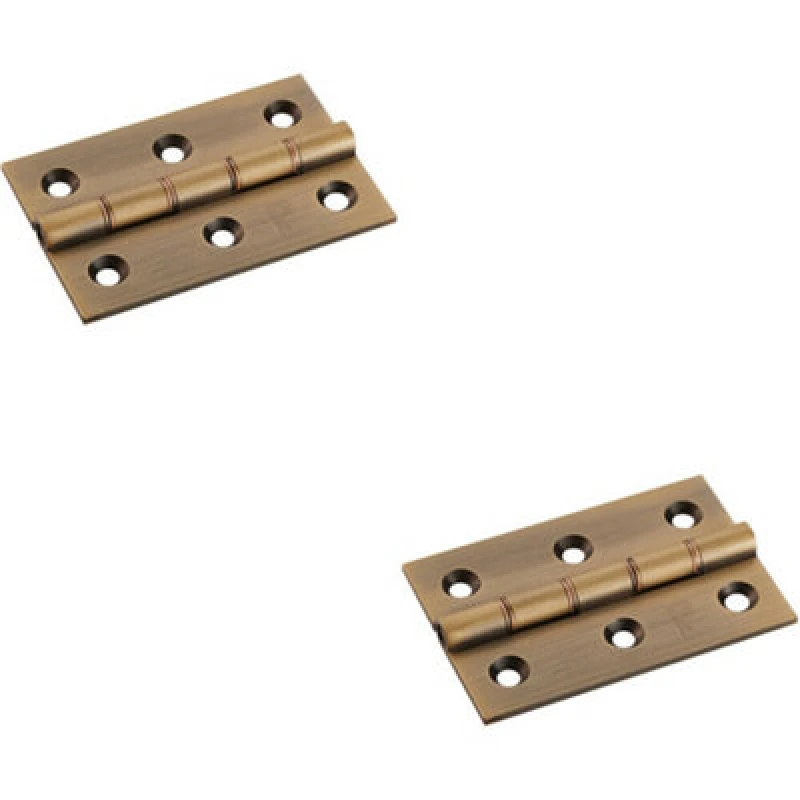 Image of Loops 2x PAIR 76 x 50 x 2.5mm Brass Washered Butt Hinge Antique Bronze Internal Door Metallics