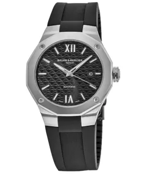 Image of Baume & Mercier Riviera Black Dial Rubber Strap Womens Watch 10613 10613