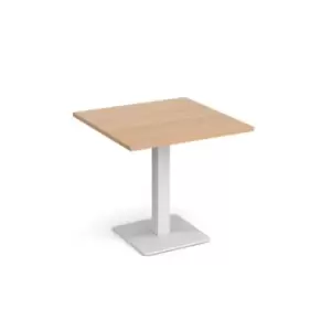 Image of Brescia square dining table with flat square white base 800mm - beech