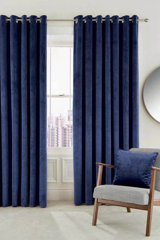 Image of Helena Springfield Helena Springfield 'Escala' Woven Lined Curtains in Blue Size: 167cm width x 228cm drop Blue 167cm width x 228cm drop Unisex 5016