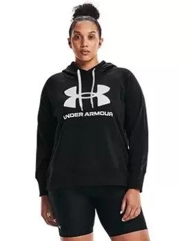 Image of Under Armour Rival Fleece Logo Hoodie Curve, Black/White, Size 1X, Women