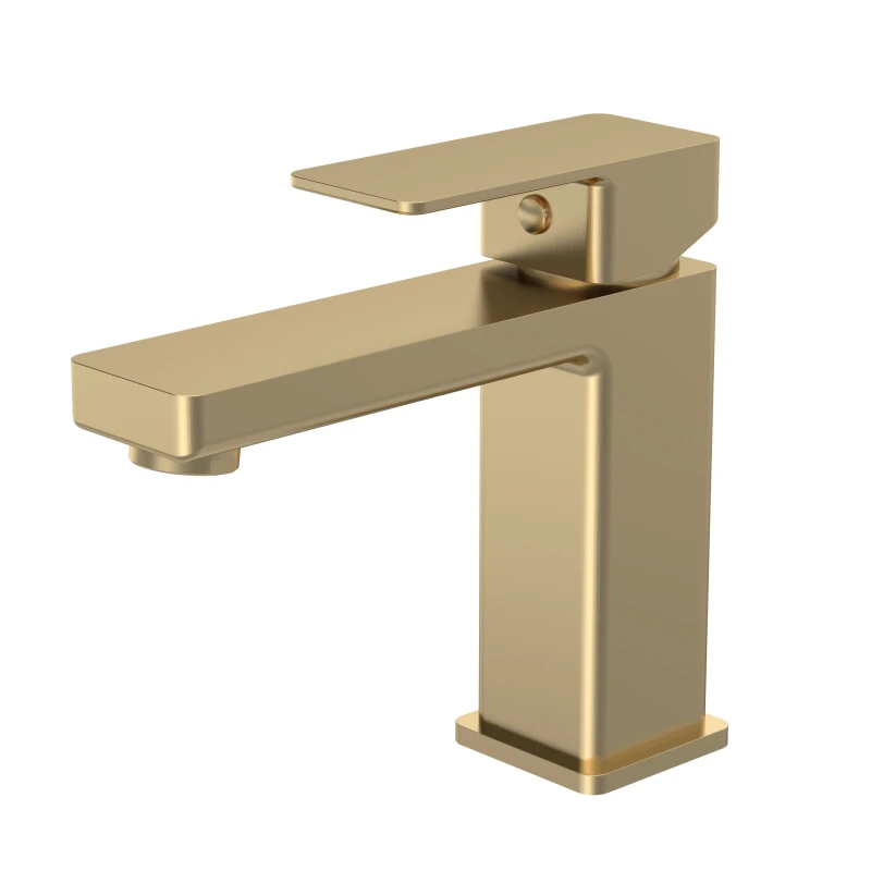 Image of Balterley Square Mono Basin Mixer Sink Tap, Dual Lever Control - Brushed Brass in Metallics Metallics Unisex