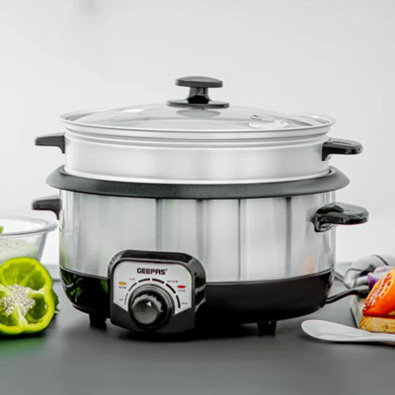 Image of Geepas 7-in-1 Muticooker 3L Rice Cooker Steamer Non-Stick Inner Pot 1200W Silver