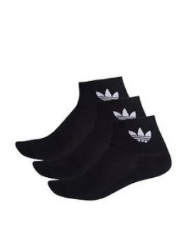Image of Adidas Originals 3 Pack Of Mid Ankle Socks - Black