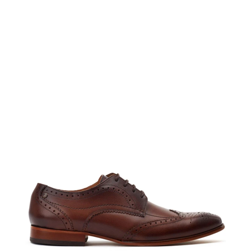 Image of Base London Base London Men Barbera Lace Up Brogue Shoe in Dark Brown Size: 8 Dark Brown 8 Male 5038538340225