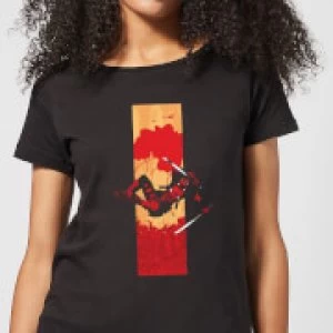 Image of Marvel Deadpool Blood Strip Womens T-Shirt - Black