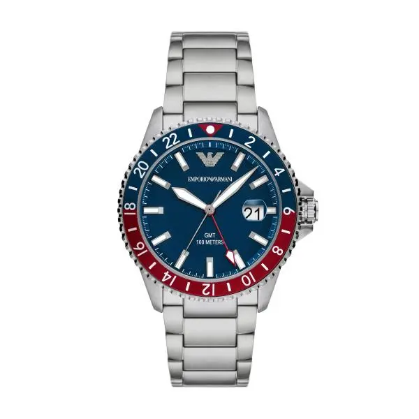 Image of Emporio Armani GMT Quartz Blue Dial Steel Strap Mens Watch AR11590 AR11590