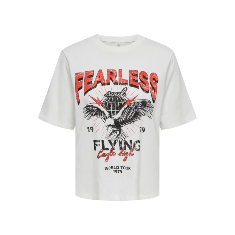 Image of Only Womens T-Shirt Only Onllulu Life Boxy Wild Box Jrs Beige Female M