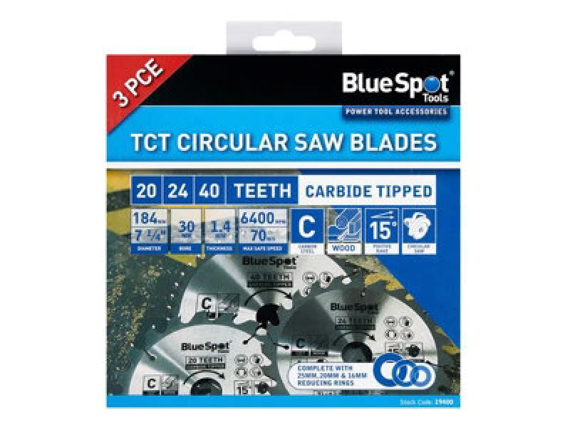 Image of Bluespot 3 Piece Circular Saw Blade Set 184mm 19400 Diameter: 184mm