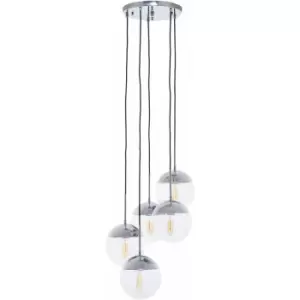 Image of Premier Housewares - Revive Chrome Finish Five Pendant Lights