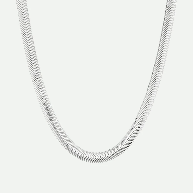 Image of The Fine Collective Womens Sterling Silver Snake Chain (6mm) Necklace 17" Size: 17" Silver Female 17"