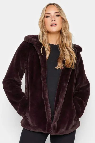 Image of Long Tall Sally Tall Faux Fur Coat Purple