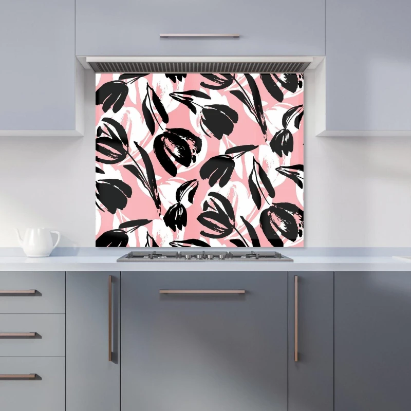 Image of Warren Reed - Designer Nature Flat Spring Flower Motif Kitchen Splashback in Pink Size: 700mm x 750mm Pink Unisex 700mm x 750mm