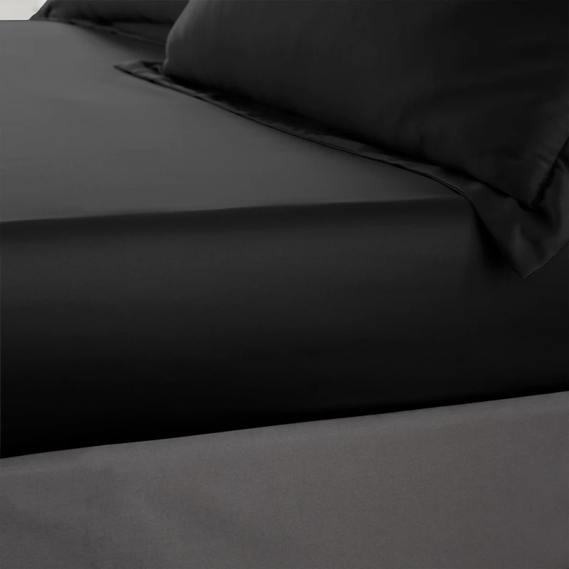Image of Catherine Lansfield Silky Soft Satin Fitted Sheet Fitted Sheets Single Black 42840903010