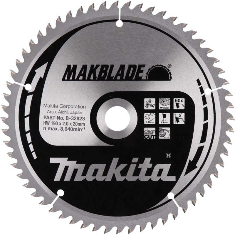 Image of Makita MAKBLADE Circular Saw Blade for Wood Cutting B-32823 Diameter: 190mm
